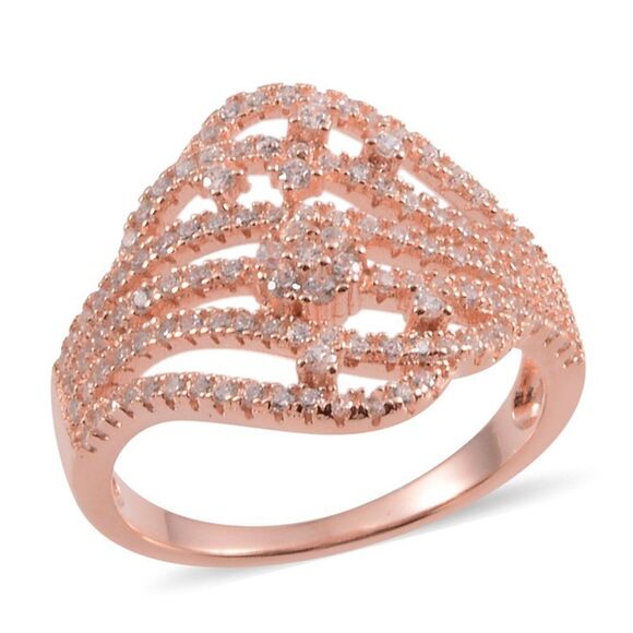 Jewelry - Simulated Diamond Sterling Silver Openwork Ring